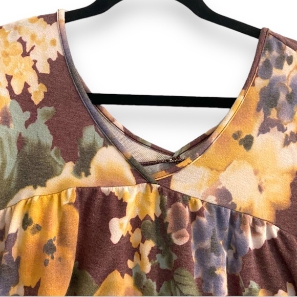 HoneyMe long sleeve boho floral baby doll top blouse shirt | Plus Size 3X - Picture 2 of 5